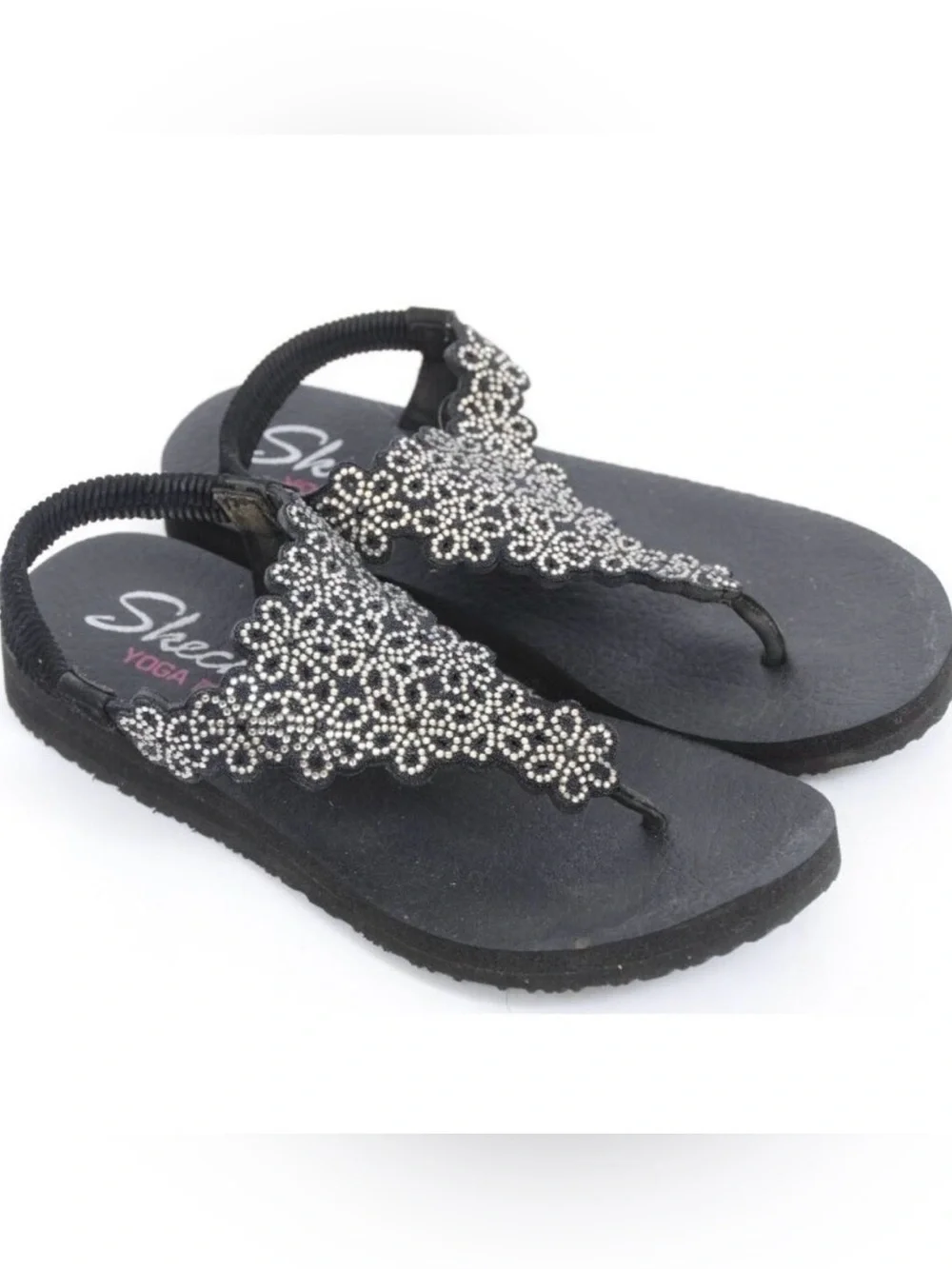 Skechers Cali Meditation Yoga Foam Floral Lover Rhinestone Women's 8 Sandals